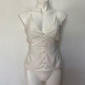 Lottie Moss white Button Front structured fitted tank top